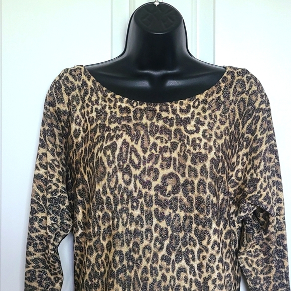 Thalia Sodi Metallic Leopard Crew-Neck Sweater - Picture 3 of 11